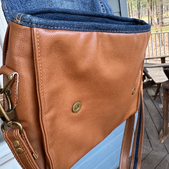 Brown and Blue Star-Embellished Women's Bag - Picture 8 of 12